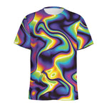 Psychedelic Wavy Print Men's Sports T-Shirt