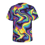 Psychedelic Wavy Print Men's Sports T-Shirt