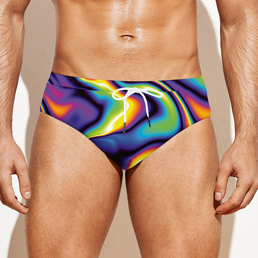 Psychedelic Wavy Print Men's Swim Briefs