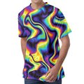 Psychedelic Wavy Print Men's Velvet T-Shirt