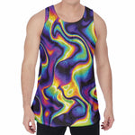 Psychedelic Wavy Print Men's Velvet Tank Top
