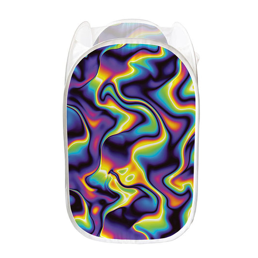 Psychedelic Wavy Print Mesh Laundry Hamper