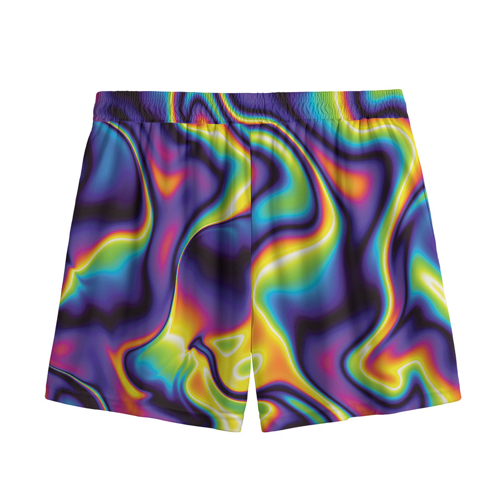 Psychedelic Wavy Print Mesh Shorts