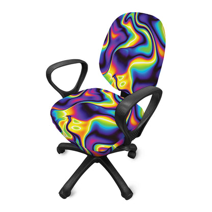 Psychedelic Wavy Print Office Chair Cover