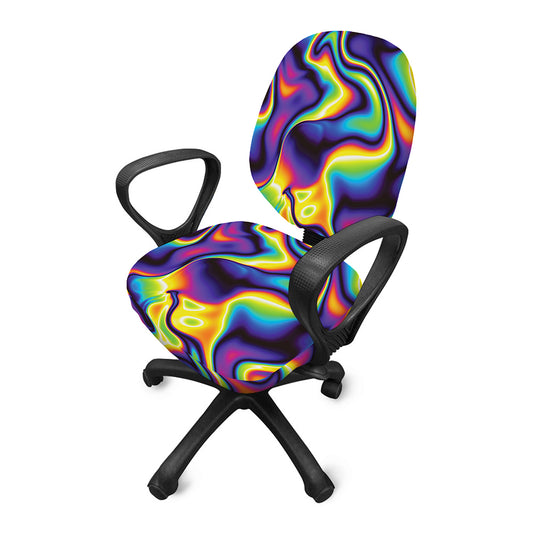Psychedelic Wavy Print Office Chair Cover