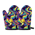 Psychedelic Wavy Print Oven Mitts