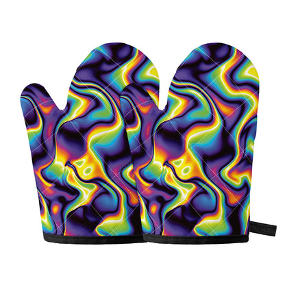 Psychedelic Wavy Print Oven Mitts