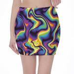 Psychedelic Wavy Print Pencil Mini Skirt