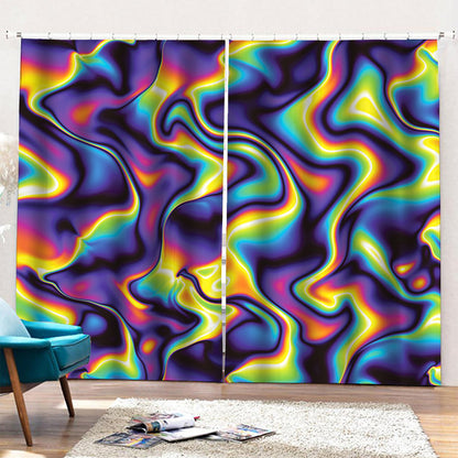 Psychedelic Wavy Print Pencil Pleat Curtains