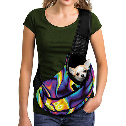 Psychedelic Wavy Print Pet Sling Carrier