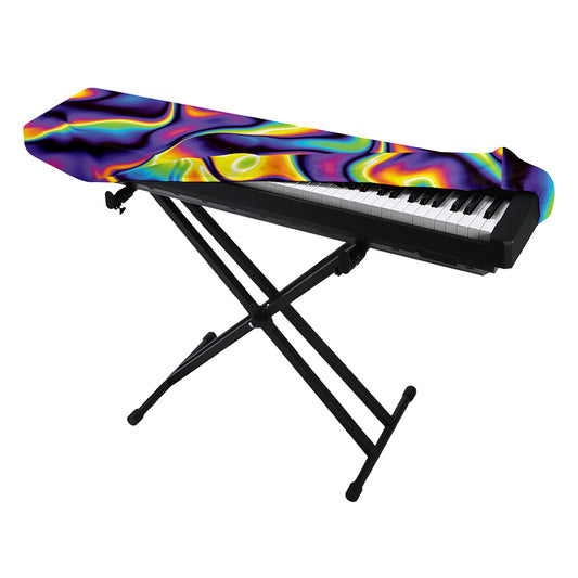 Psychedelic Wavy Print Piano Keyboard Cover