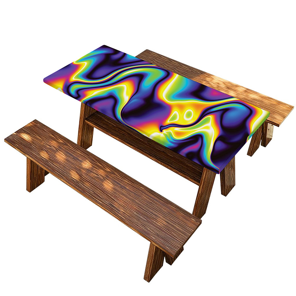 Psychedelic Wavy Print Picnic Table Cover
