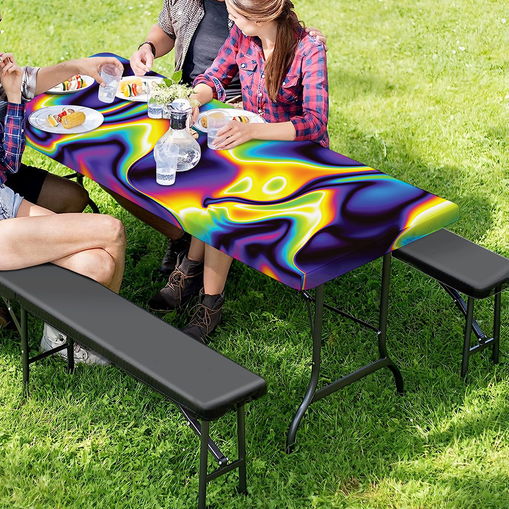 Psychedelic Wavy Print Picnic Table Cover
