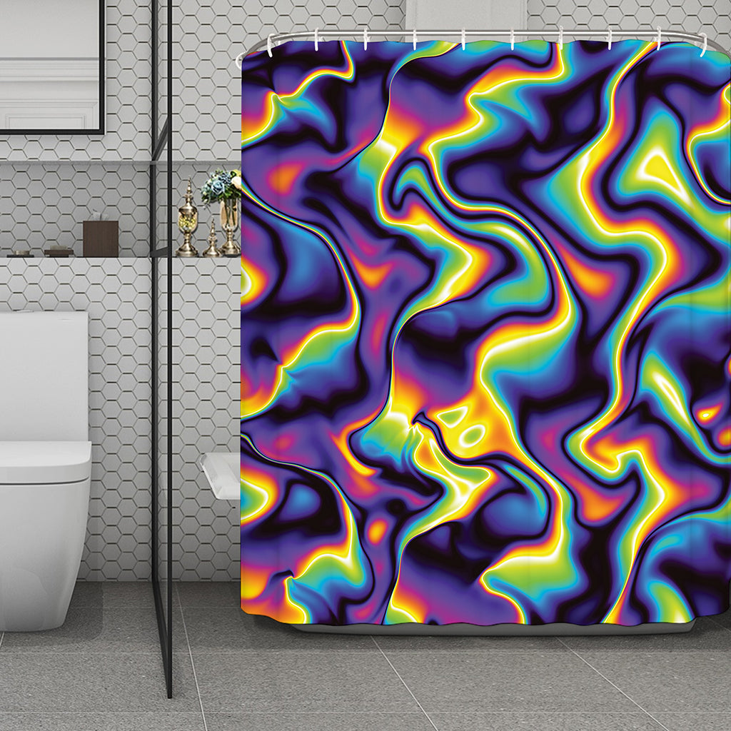Psychedelic Wavy Print Polyester Shower Curtain