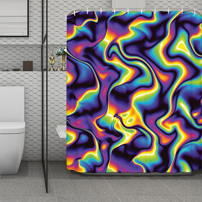 Psychedelic Wavy Print Polyester Shower Curtain