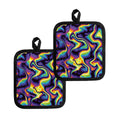 Psychedelic Wavy Print Pot Holders