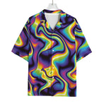 Psychedelic Wavy Print Rayon Hawaiian Shirt