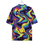 Psychedelic Wavy Print Rayon Hawaiian Shirt