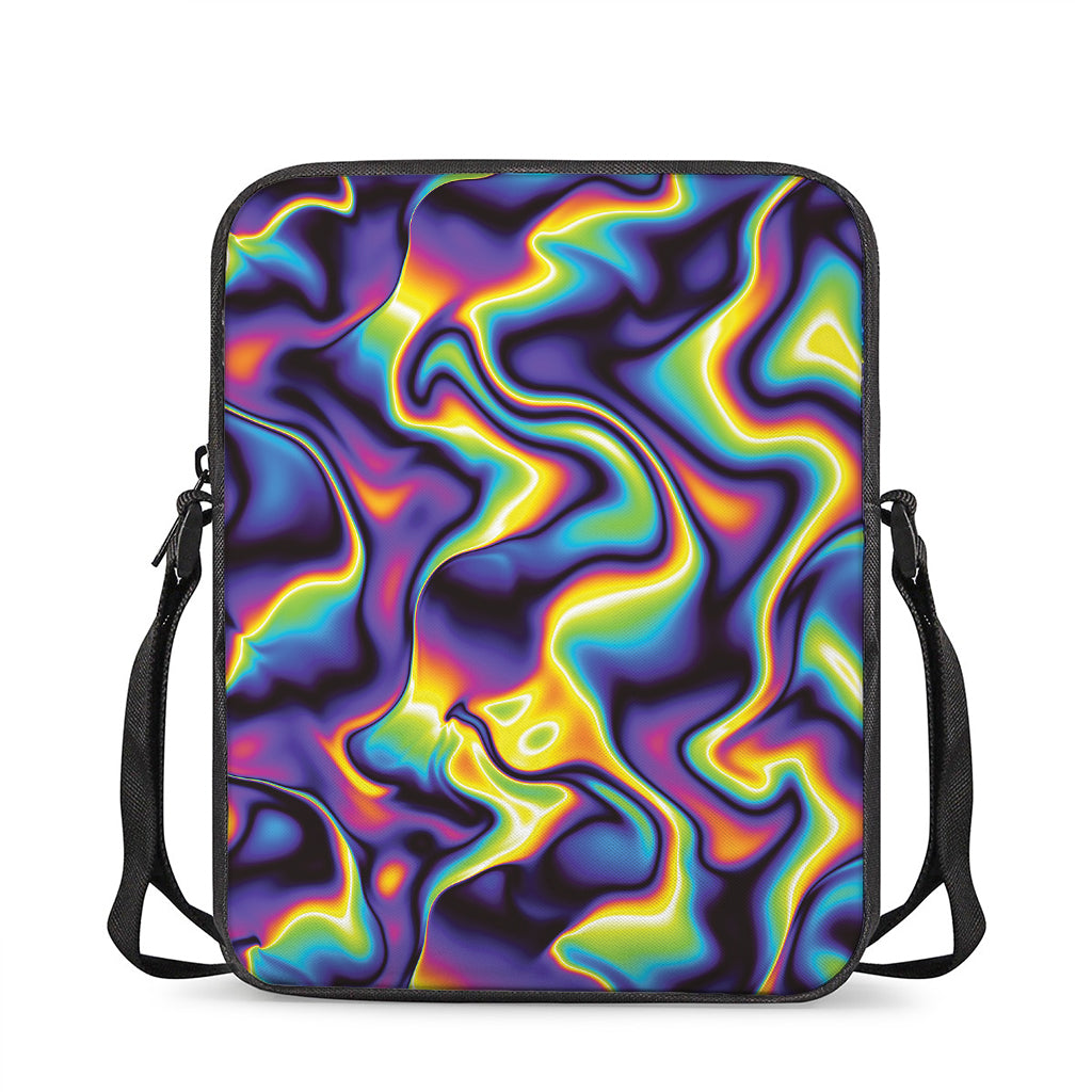 Psychedelic Wavy Print Rectangular Crossbody Bag