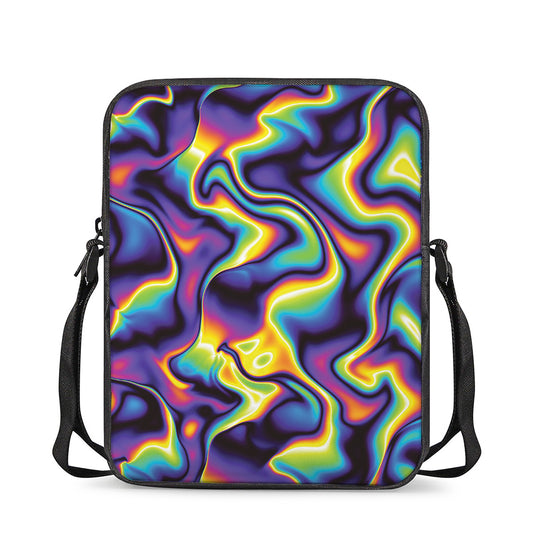Psychedelic Wavy Print Rectangular Crossbody Bag
