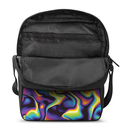 Psychedelic Wavy Print Rectangular Crossbody Bag