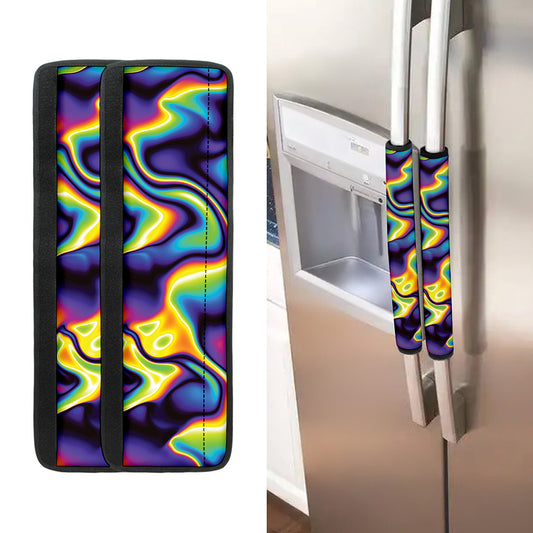 Psychedelic Wavy Print Refrigerator Handle Covers
