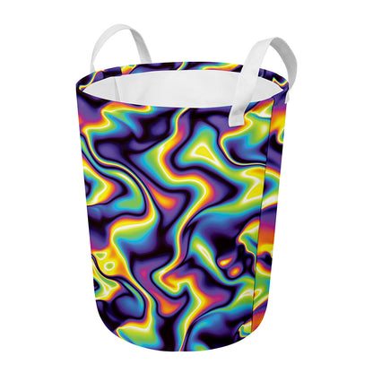 Psychedelic Wavy Print Round Laundry Basket