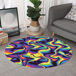 Psychedelic Wavy Print Round Rug