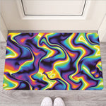 Psychedelic Wavy Print Rubber Doormat