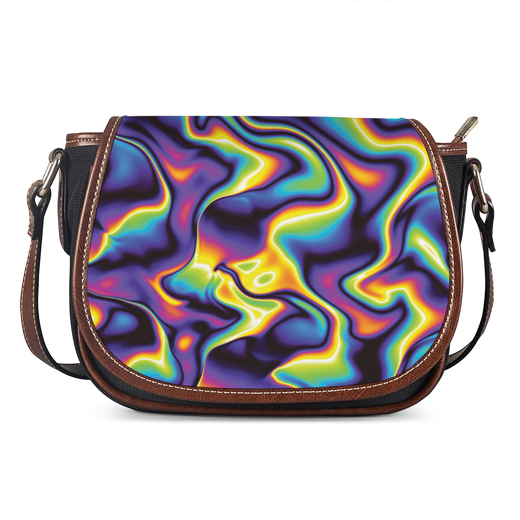 Psychedelic Wavy Print Saddle Bag