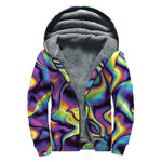Psychedelic Wavy Print Sherpa Lined Zip Up Hoodie