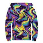 Psychedelic Wavy Print Sherpa Lined Zip Up Hoodie
