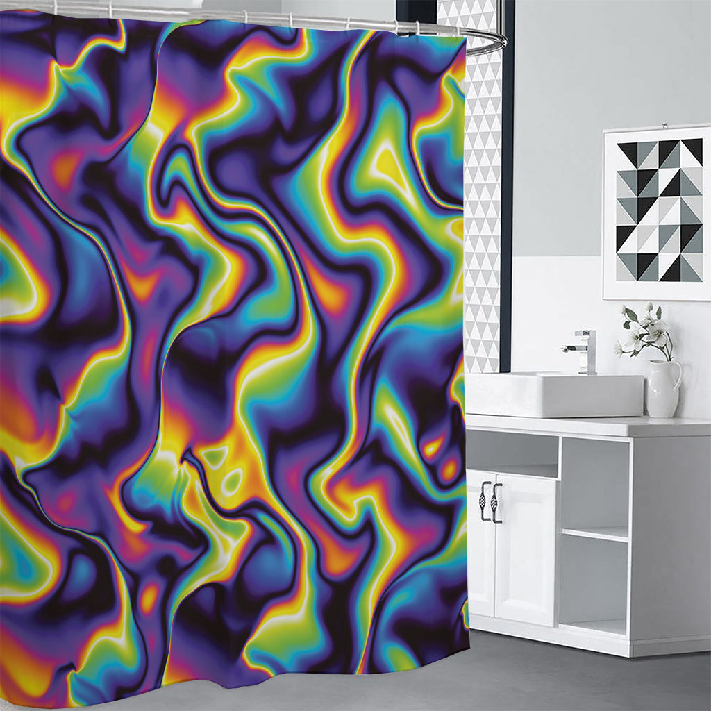 Psychedelic Wavy Print Shower Curtain