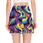 Psychedelic Wavy Print Side Slit Mini Skirt