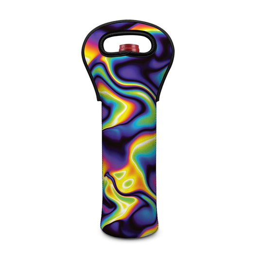 Psychedelic Wavy Print Single Neoprene Wine Tote