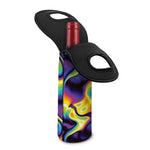Psychedelic Wavy Print Single Neoprene Wine Tote