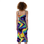 Psychedelic Wavy Print Slim Fit Midi Cami Dress