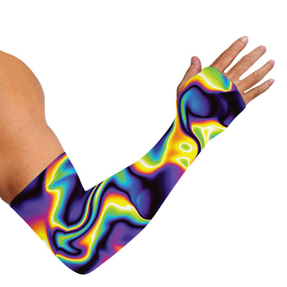 Psychedelic Wavy Print Sun Protection Arm Sleeves