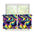 Psychedelic Wavy Print Tier Curtains