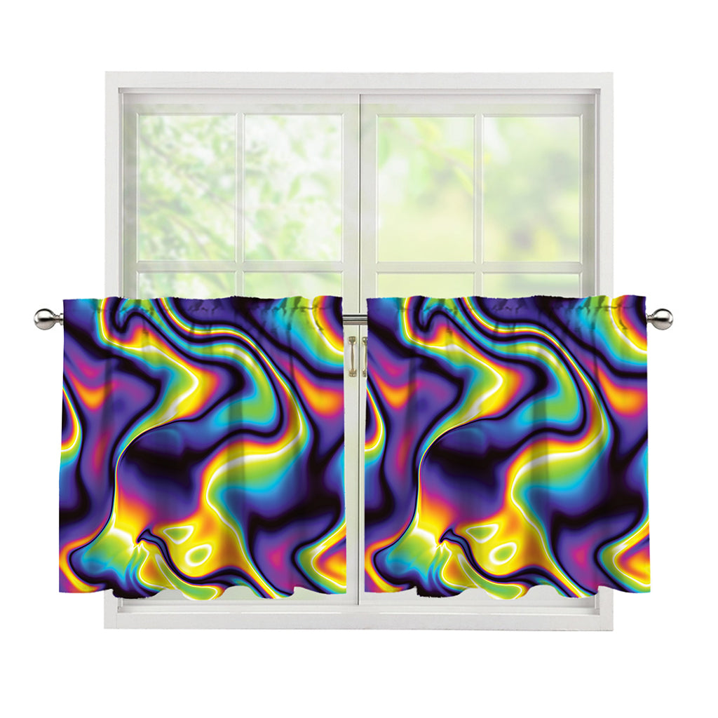 Psychedelic Wavy Print Tier Curtains