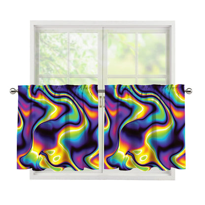 Psychedelic Wavy Print Tier Curtains