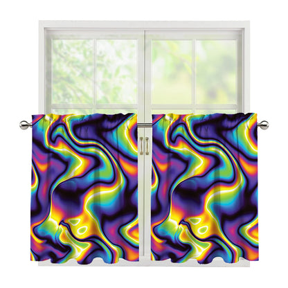 Psychedelic Wavy Print Tier Curtains