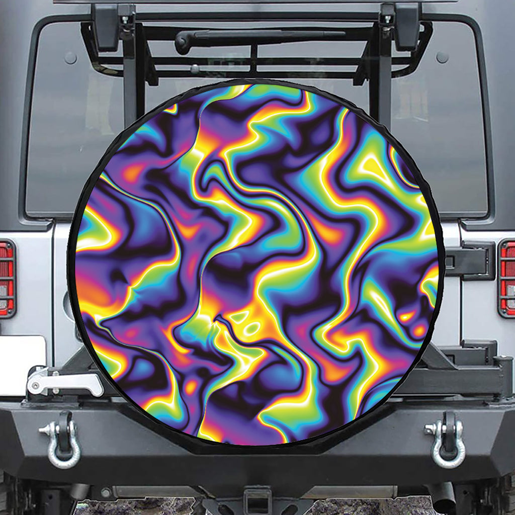 Psychedelic Wavy Print Tire Cover