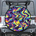 Psychedelic Wavy Print Tire Cover With Camera Hole