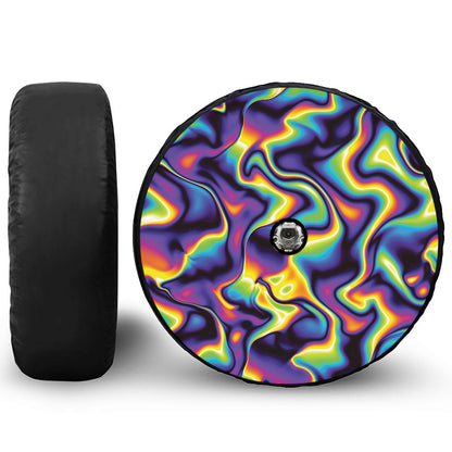 Psychedelic Wavy Print Tire Cover With Camera Hole