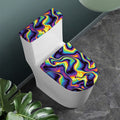 Psychedelic Wavy Print Toilet Lid And Tank Cover Set
