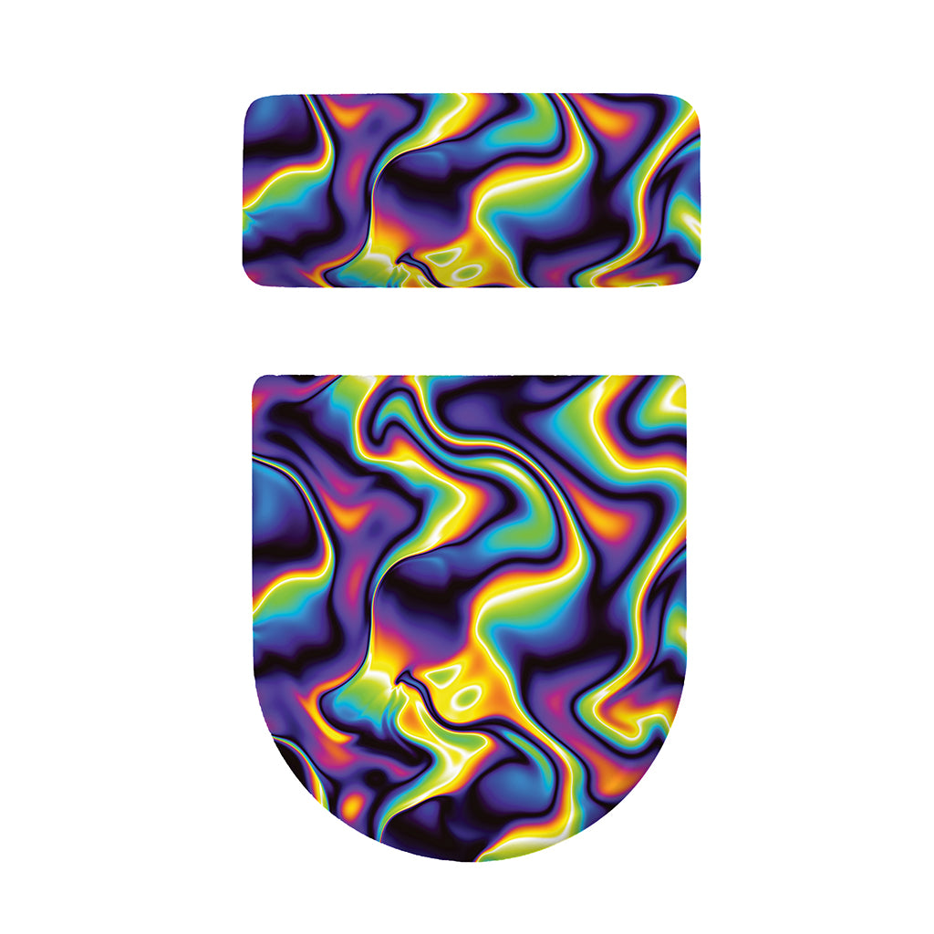 Psychedelic Wavy Print Toilet Lid And Tank Cover Set