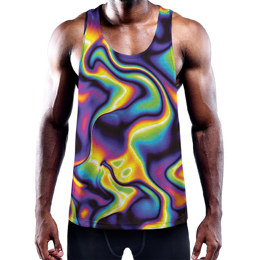 Psychedelic Wavy Print Training Tank Top
