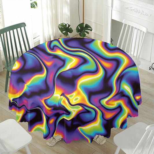 Psychedelic Wavy Print Waterproof Round Tablecloth