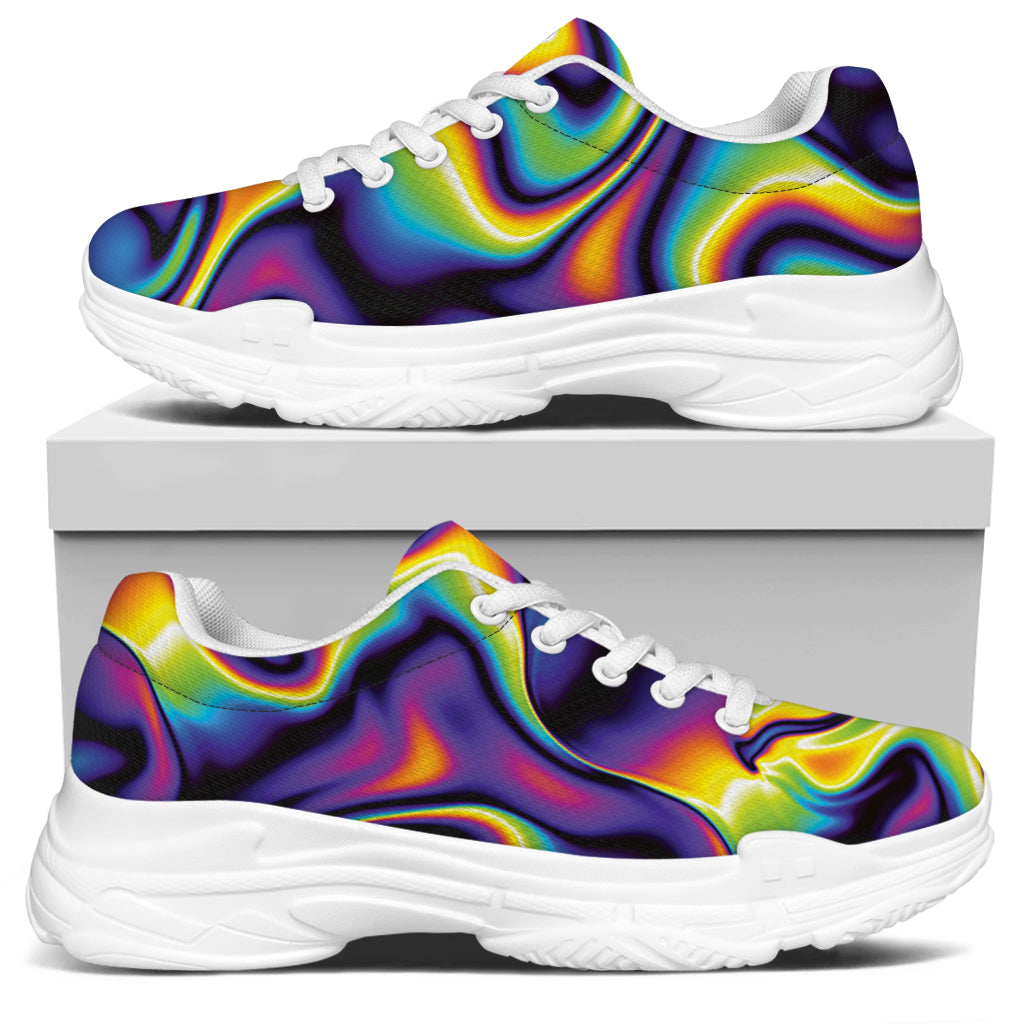 Psychedelic Wavy Print White Chunky Shoes